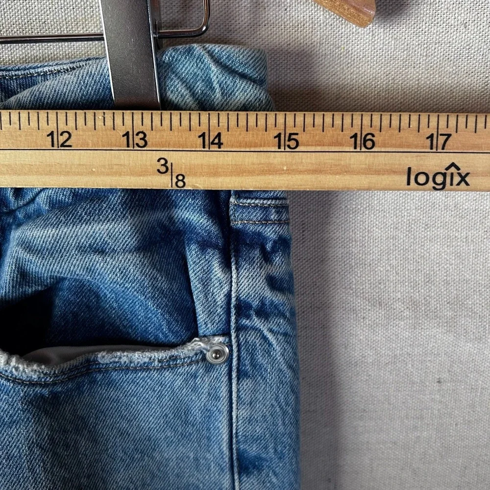 Good American‎ Distressed High Rise Straight Leg Jeans Blue Size 6/28 Casual